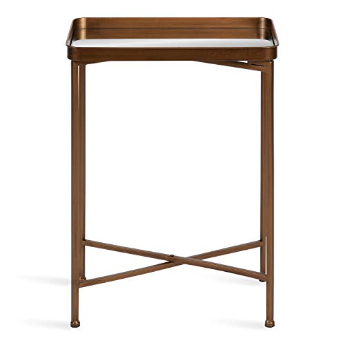 Kate and Laurel Celia Modern Mirrored Tray Side Table, 18 x 12 x 26, Dark Bronze, Foldable Rectangular End Table for Storage and Display