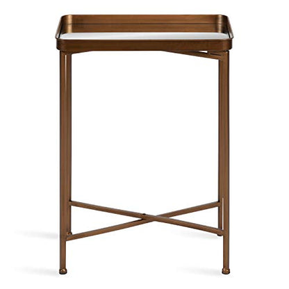 Kate and Laurel Celia Modern Mirrored Tray Side Table, 18 x 12 x 26, Dark Bronze, Foldable Rectangular End Table for Storage and Display