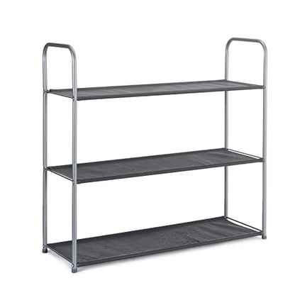 Amazon Basics Freestanding Closet Organizer with Fabric Bins, Drawers and 3 Shelves, Easy to Assemble, Grey, 32.7" x 12.2" x 31"