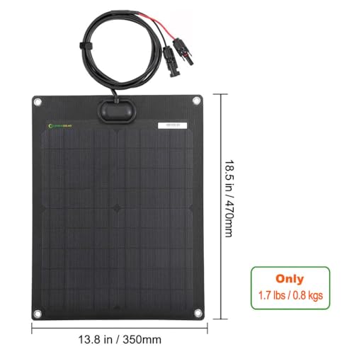 Lensunsolar 20W 12V ETFE Black Flexible Solar Panel, 18.5x13.8in, Ultrathin Ultra Lightweight, PERC Mono High Efficiency Solar Cells, for Campers, RVs, Boats,Camping, Tent - size: 20W/18.5in x 13.8in