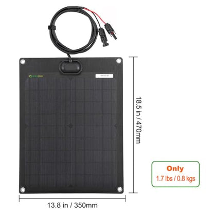 Lensunsolar 20W 12V ETFE Black Flexible Solar Panel, 18.5x13.8in, Ultrathin Ultra Lightweight, PERC Mono High Efficiency Solar Cells, for Campers, RVs, Boats,Camping, Tent - size: 20W/18.5in x 13.8in