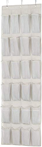 Amazon Basics 24 Medium Mesh Pocket Over-the-Door Hanging Shoe Organizer, Space Saving Shoe Storage, Light Grey | Over-the-Door