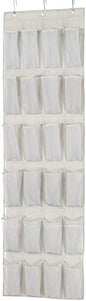 Amazon Basics 24 Medium Mesh Pocket Over-the-Door Hanging Shoe Organizer, Space Saving Shoe Storage, Light Grey | Over-the-Door