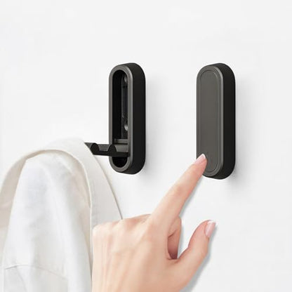 2Pcs Foldable Wall Hooks, Zinc Alloy Folding Hook Black, Heavy Duty Folding Coat Hooks Wall Mounted for Hanging Coat Towels Bags Keys (Black, 2 Pack) - color: Black, size: 2 Pack