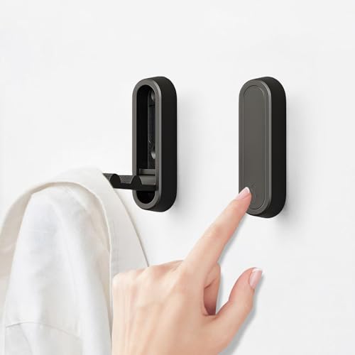 4Pcs Foldable Wall Hooks, Zinc Alloy Folding Hook Black, Heavy Duty Folding Coat Hooks Wall Mounted for Hanging Coat Towels Bags Keys (Black, 4 Pack) - color: Black, size: 4 Pack