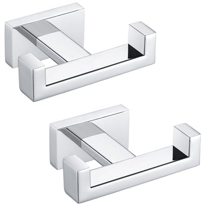 Angle Simple Double Towel Hooks, SUS 304 Stainless Steel Robe Coat Wall Hooks for Bathroom, Polished Chrome, 2 Pack - color: Polished Chrome, size: 2 Pack