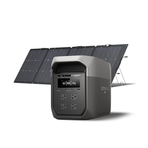 EF ECOFLOW Portable Power Station DELTA 3 MAX with 220W Solar Panel, 3400W X-Boost Output, Ultra-Fast 0-80% Charging in 1.13 Hr, Home Backup & RV Camping - style: DELTA 3 Max+220W Solar Panel