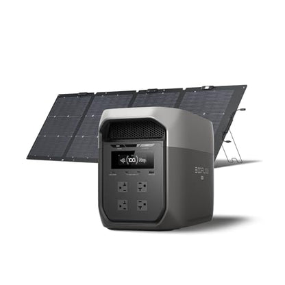EF ECOFLOW Portable Power Station DELTA 3 MAX with 220W Solar Panel, 3400W X-Boost Output, Ultra-Fast 0-80% Charging in 1.13 Hr, Home Backup & RV Camping - style: DELTA 3 Max+220W Solar Panel