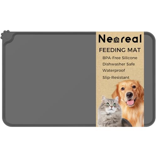 Silicone Pet Food Mat Waterproof - BPA Free Non-Slip Dog Feeding Mat with High Raised Edges - Spill-Proof Placemats for Cats and Dogs Food and Water Bowls 18.5"x11.5"