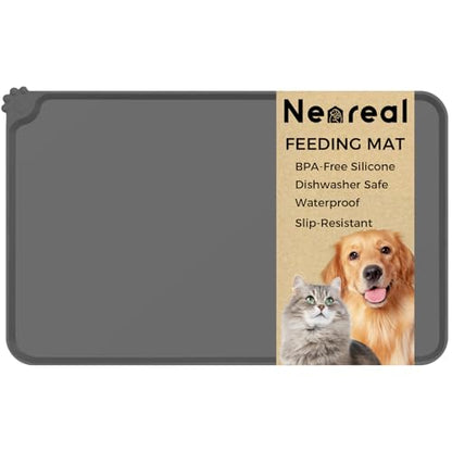 Silicone Pet Food Mat Waterproof - BPA Free Non-Slip Dog Feeding Mat with High Raised Edges - Spill-Proof Placemats for Cats and Dogs Food and Water Bowls 18.5"x11.5"
