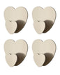 Heart Hooks Multipurpose Hooks 4 Coat Hooks with Adhesive Backing Damage-Free Hanging and No Tools for Jewelry, Necklaces, Hats, Bags, Dog Leashes, Scarves (Silver)