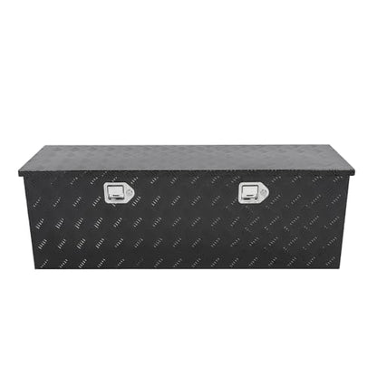 Black 48 Inch Truck Chest Tool box Heavy Duty Aluminum Stripes Plated Pick Up Truck Bed Box Waterproof RV Toolbox Storage with Side Handle and Lock Keys –48"x14"x16" - color: Black, size: 48"x14"x16"