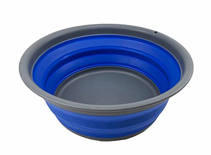 SAMMART 7.5L (1.98 Gallon) Collapsible Tub - Foldable Dish Tub - Portable Washing Basin - Space Saving Plastic Washtub (Grey/Purplish Blue) - color: Grey/Purplish Blue