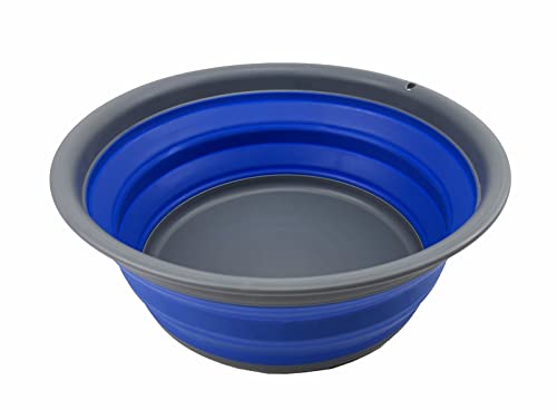 SAMMART 7.5L (1.98 Gallon) Collapsible Tub - Foldable Dish Tub - Portable Washing Basin - Space Saving Plastic Washtub (Grey/Purplish Blue) - color: Grey/Purplish Blue