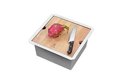 STARSTAR Workstation Ledge Undermount Single Bowl 304 Stainless Steel Kitchen Sink, With Grid, Cutting Board (15 x 15) - size: 15 x 15