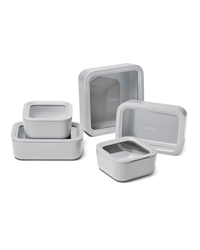 Caraway 13pc Glass Food Storage Container Set - Easy to Store, Non Toxic Lunch Box - with Glass Lids - Includes Storage Organizer - Gray - color: Gray, size: Food Storage Set (13x)