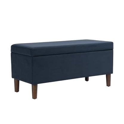 HomePop Malmo 36" Storage Bench - Blue Velvet - color: Blue Velvet