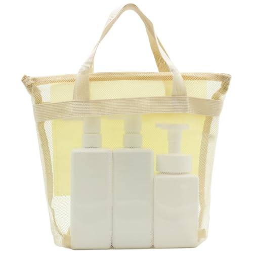Mesh Shower Caddy, Portable Shower Bag, Quick-Dry Hanging Caddy Bath Organizer with Zipper, Toiletry Bag Essentials for Camping Travel College Dorm Room Gym (Yellow) - color: Yellow