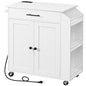 HOOBRO Kitchen Island with Power Outlet, Kitchen Storage Island with Spice Rack and Drawer, Rolling Kitchen Cart on Wheels, for Home, Kitchen and Dining Room, White WT82UZD01G1 - color: White