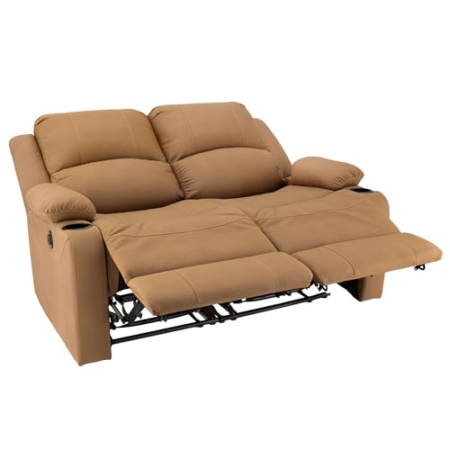 Camper Comfort 58" Wall Hugger Reclining RV Theater Seats | Double Recliner RV Sofa | RV Couch | Wall Hugger Recliner | RV Theater Seating | RV Furniture (Powered, Sand) - color: Sand, style: Powered