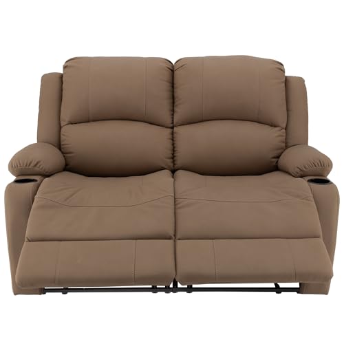 Camper Comfort Faux Suede Leather Reclining Chair, Cappuccino, 58" Wide x 41" Tall x 30" Deep, Wall Hugging Fit for RVs - color: Cappuccino, style: Manual