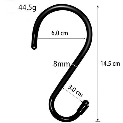 Generic 10 PCS S-Type Hooks, Versatile Heavy Duty Garage & Home Organizer, Black, Metal, Wall Mount, 10 Hooks, DJ0005