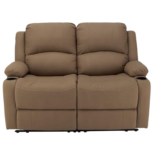 Camper Comfort Faux Suede Leather Reclining Chair, Cappuccino, 58" Wide x 41" Tall x 30" Deep, Wall Hugging Fit for RVs - color: Cappuccino, style: Powered