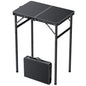 Portable Folding Camping Table 3-Level Height Adjustable Picnic Table with Aluminum Frame and Carry Handle, Lightweight Small Foldable Outdoor Side Table for Camping Travel Beach Hiking RV Indoor Use