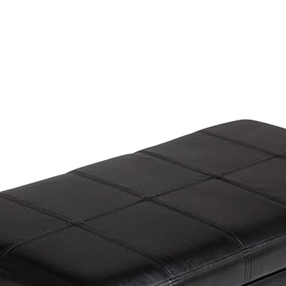 SIMPLIHOME Amelia Storage Ottoman - 33 inch Wide Vegan Leather Rectangle Storage Ottoman Bench in Midnight Black, Transitional Ottoman for Living Room with Nailhead Trim and Lift-Up Lid - color: Midnight Black