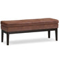 SIMPLIHOME Carlson Ottoman Bench - 45 inch Wide Upholstered Vegan Leather Rectangle Ottoman in Distressed Saddle Brown, Mid Century Modern Bench for Bedroom or Living Room with Padded Seat - color: Brown, style: Ottoman Bench