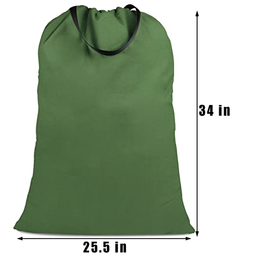 Cotton Canvas Laundry Bag with Handles & Drawstring Straps, Heavy Duty Extra Large Laundry Bags for Laundromat and Household, 25.5x34 Inch, Army Green - color: Army Green