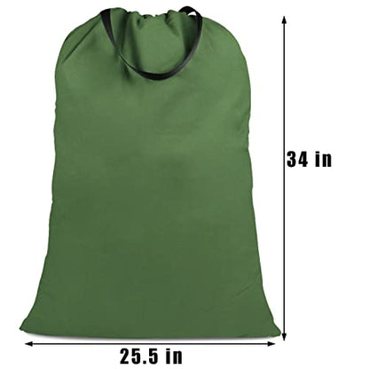 Cotton Canvas Laundry Bag with Handles & Drawstring Straps, Heavy Duty Extra Large Laundry Bags for Laundromat and Household, 25.5x34 Inch, Army Green - color: Army Green
