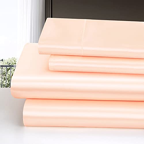 Homiest 3pcs Satin Sheets Set Luxury Silky Satin Bedding Set with Deep Pocket, 1 Fitted Sheet + 1 Flat Sheet + 1 Pillowcases (Twin Size, Champagne) - color: Champagne, size: Deep pocket - Twin size