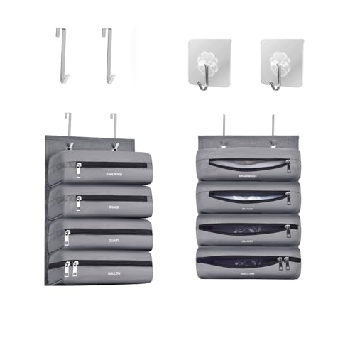 Zipper Bag Organizer Compatible with Gallon, Quart, Sandwich & Snack Food Storage Bag, Kitchen Plastic Bag Storage Organizer for Kitchen RV Camper (Grey) - color: Grey