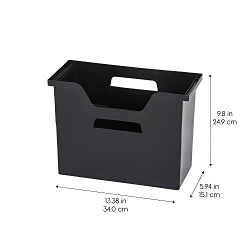 IRIS USA Medium Portable Desktop File Box with Open Lid, 6 Pack, Side Handles, Tabs & Inserts, Hanging File Folders, Letter-Size File Magazine Newspaper Mail Document Notebook, Black - size: 6 - Pack, style: Open Top Bin (M - Black)