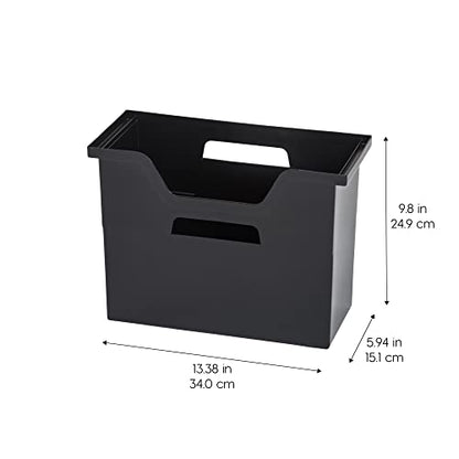 IRIS USA Medium Portable Desktop File Box with Open Lid, 6 Pack, Side Handles, Tabs & Inserts, Hanging File Folders, Letter-Size File Magazine Newspaper Mail Document Notebook, Black - size: 6 - Pack, style: Open Top Bin (M - Black)