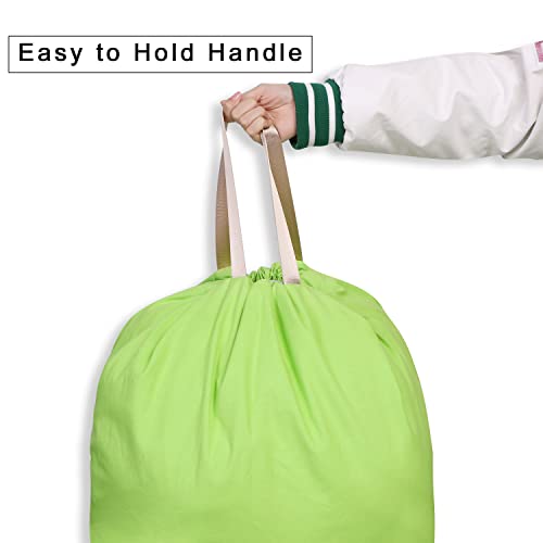 Cotton Canvas Laundry Bag with Handles & Drawstring Straps, Heavy Duty Extra Large Laundry Bags for Laundromat and Household, 25.5x34 Inch, Green - color: Green