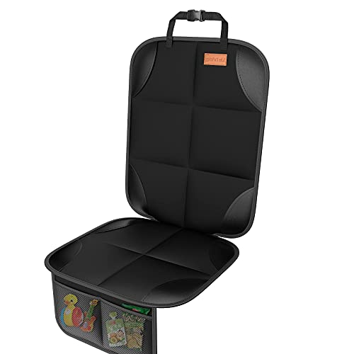 SMART ELF Car Seat Protector [1 Pack] Large Auto Protector for Child Seats with Thickest Padding and Non-Slip Backing Mesh Pockets for SUV, Sedan, Truck, Leather and Fabric - Black - color: Thick Black, size: 1PS