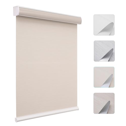 Changshade Custom Size Cordless Roller Shades, Blackout Roller Window Blinds with Thermal Insulated for Office, Living Room, Bedroom, Kitchen, Easy Installation,Beige - color: Blackout-beige