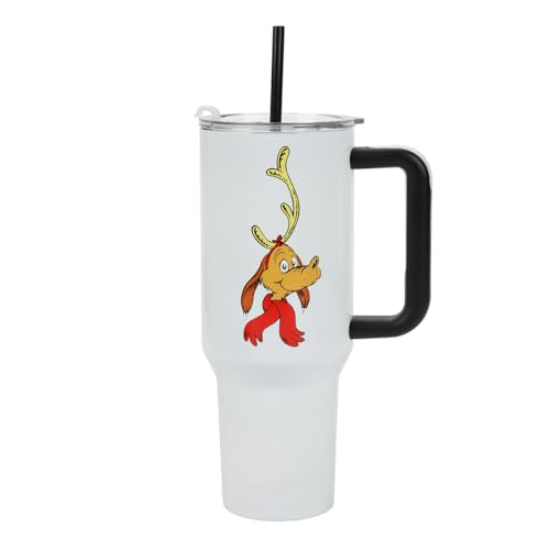 Bioworld The Grinch Max 40 Oz White Stainless Steel Tumbler with Handle - color: The Grinch Max