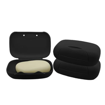 Travel Soap Holder Bar Soap Dish Shower Soap Saver Case Container Box for Bathroom Camping Gym Vonpri (Matt Black 3pack)