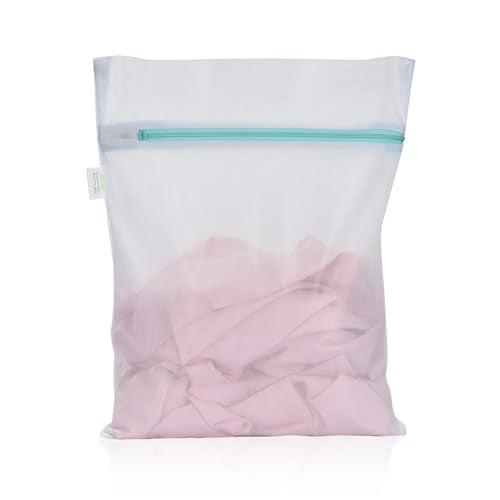 OTraki Mesh Laundry Bag for Delicates 12x16 inch Small Laundry Wash Bags for Washing Machine with Reinforced Zipper for Delicates Bra Socks Underwear, Don't Drying, Melting 140-176℉ White | Laundry Wash Bags for Washing Machine with Reinforced Zipper for