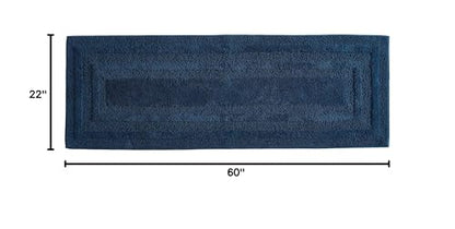 Eddie Bauer - Bathroom Rug, 100% Soft Plush Tufted Cotton Runner Rug, Highly Absorbent, Quick-Dry, and Skid-Resistant Backing (Logan Indigo Blue, 22" x 60") - color: Indigo Blue, style: 22" x 60"