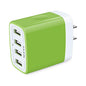 Wall Charger, USB Charger Adapter, 4.8A 4Multi Port Fast Charging Station | Power Base Block Plug Cube Brick for iPhone, iPad, Samsung Galaxy, Moto, Google Pixel, Kindle Fire Plug Cargador Carro - color: Green