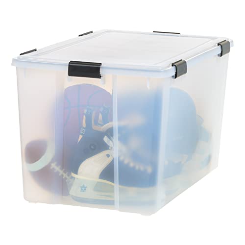 IRIS USA 156 Qt Storage Box with Gasket Seal Lid, BPA-Free, Made in USA - Heavy Duty Moving Containers with Tight Latch, Weather Proof Tote Bin, WEATHERPRO - Clear/Black - size: 156 Qt, style: 1 Pack