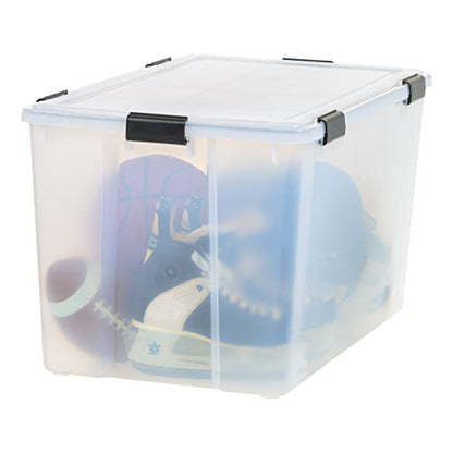 IRIS USA 156 Qt Storage Box with Gasket Seal Lid, BPA-Free, Made in USA - Heavy Duty Moving Containers with Tight Latch, Weather Proof Tote Bin, WEATHERPRO - Clear/Black - size: 156 Qt, style: 1 Pack