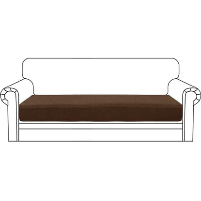 ZNSAYOTX Stretch Cushion Covers Sofa Cushion Couch Seat Covers Slipcovers Soft Replacement Unique Pattern Furniture Protector with Elastic Bottom (Coffee, 1 Pc 3-Seat Cushion Cover) - color: Coffee, size: 1 Cushion Sofa