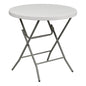 BOWERY HILL Round Folding Table, 31.5 in Diameter, Metal/Plastic, Granite White Finish, Non-Locking Legs, Waterproof and Stain Resistant, Compact Portable Table for RV, Camper, Outdoor Dining