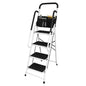 Big RED Ergonomic 4 Step Folding Ladder with Anti-Slip Pedal: Step Stool with Padded Handle for Kitchen, Household, Offices - style: 4 Step Ladder