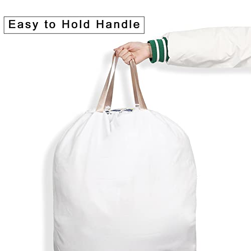 Cotton Canvas Laundry Bag with Handles & Drawstring Straps, Heavy Duty Extra Large Laundry Bags for Laundromat and Household, 25.5x34 Inch, White - color: White